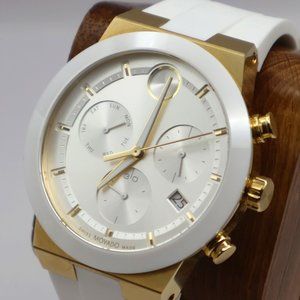 MOVADO- Men's Swiss Chronograph Bold Fusion White Silicone Strap Watch 44mm